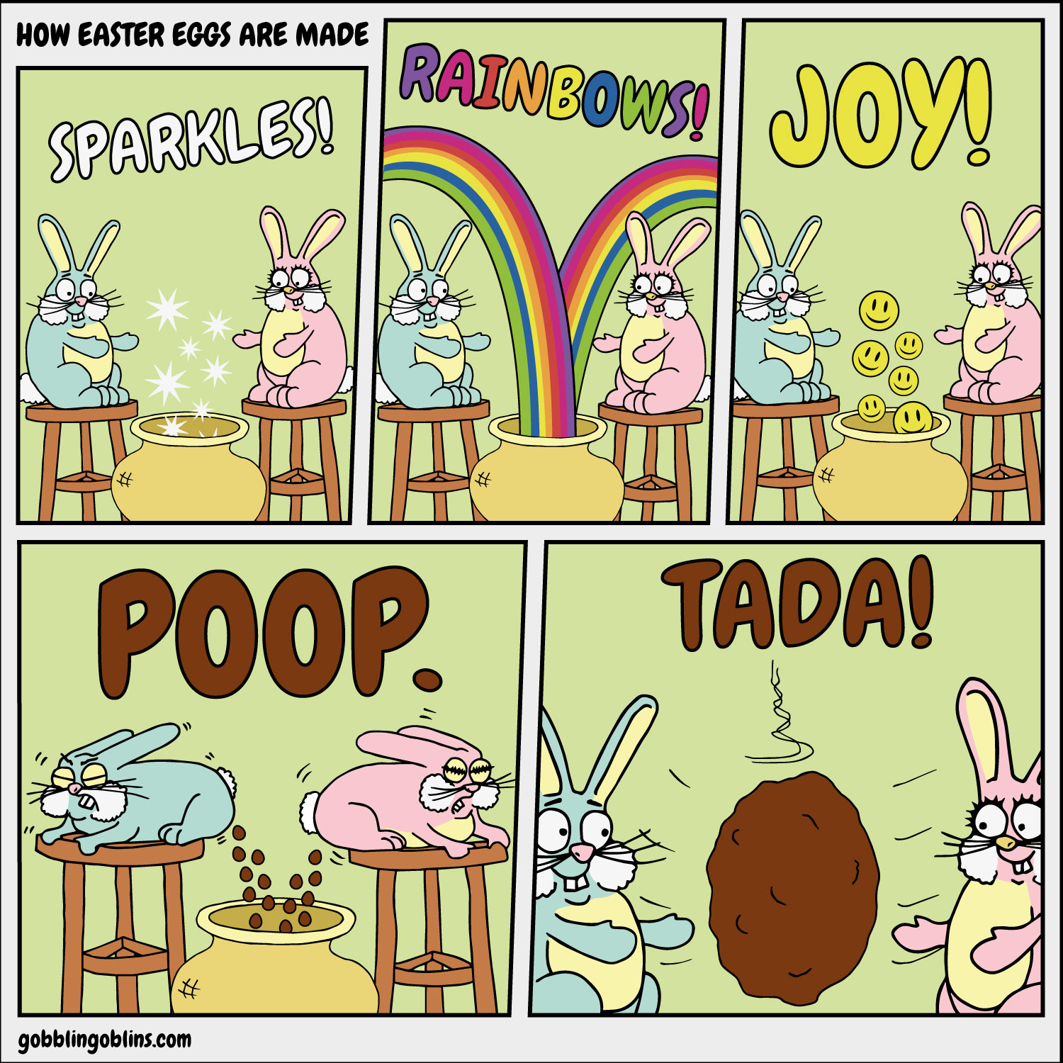How Easter Eggs Are Made - a comic by Gobblin' Goblins