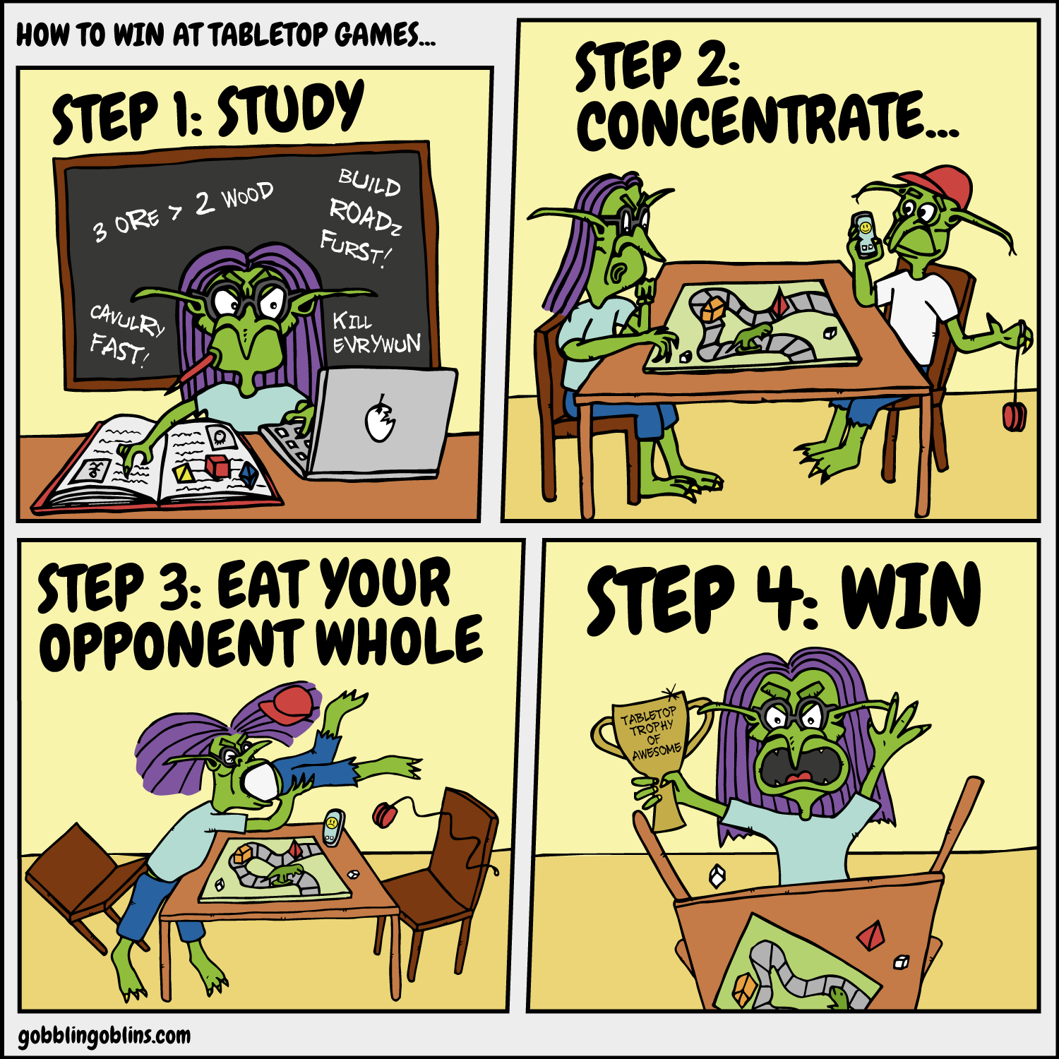 How To Win At Tabletop Games - a comic by Gobblin' Goblins